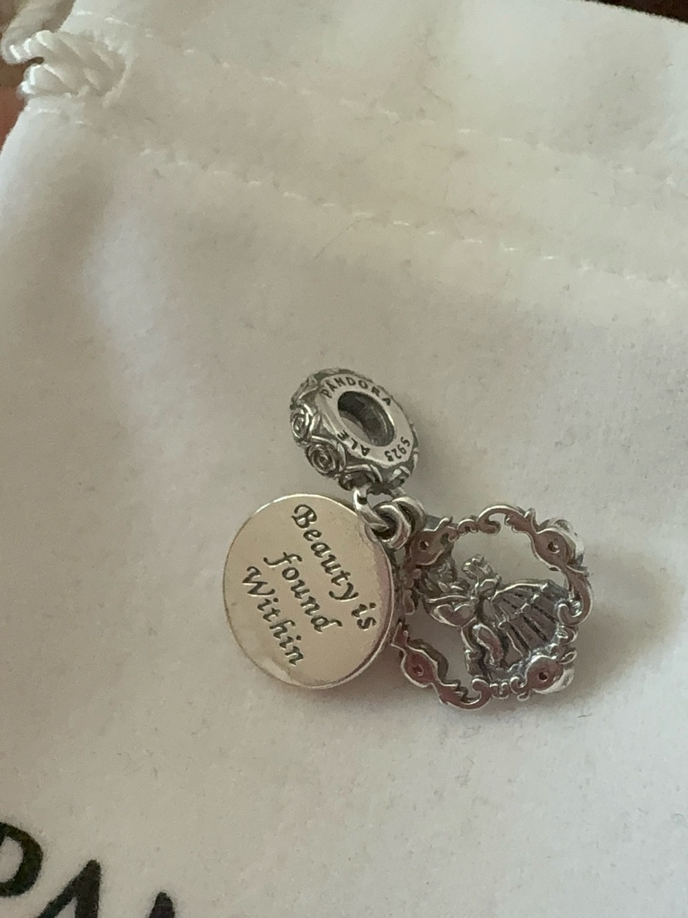 Pandora DISNEY BEAUTY AND THE BEAST BELLE AND BEAST DANGLE CHARM - Picture 5 of 7